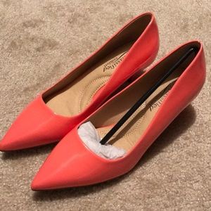 NWOT Patent Leather Kitten Heels - Coral